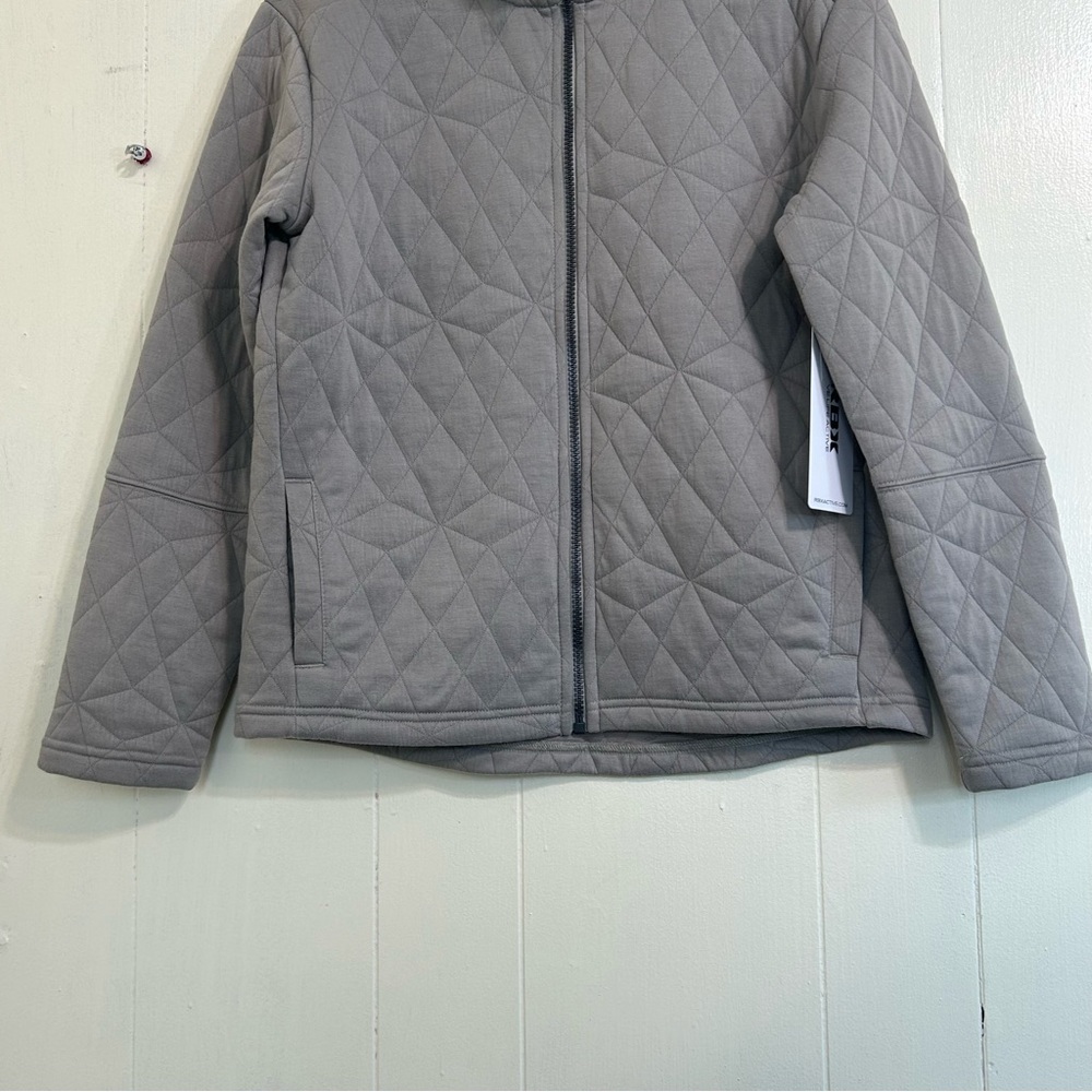 Reebok RBK New Light Gray Long Sleeve Zipper Fleece Sweatshirt Jacket Size Small - Picture 7 of 12